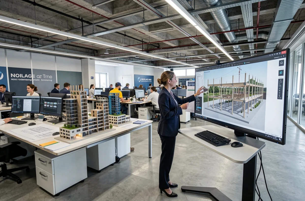 Équipe pluridisciplinaire d'AIA Life Designers travaillant sur des projets d'architecture et d'ingénierie dans leur bureau à Lyon