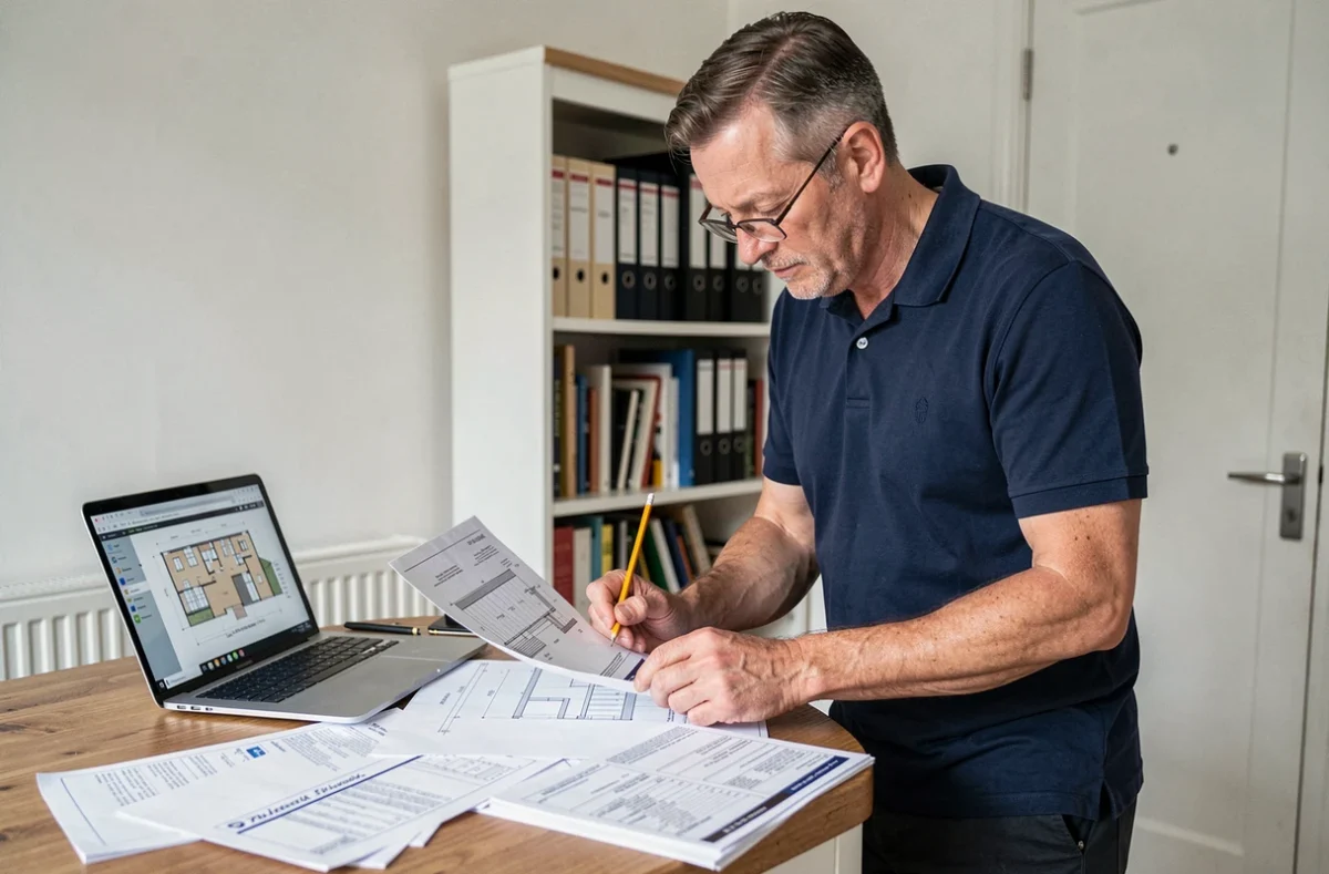 Architecte consultant les règles d'urbanisme pour une extension de garage sur maison mitoyenne