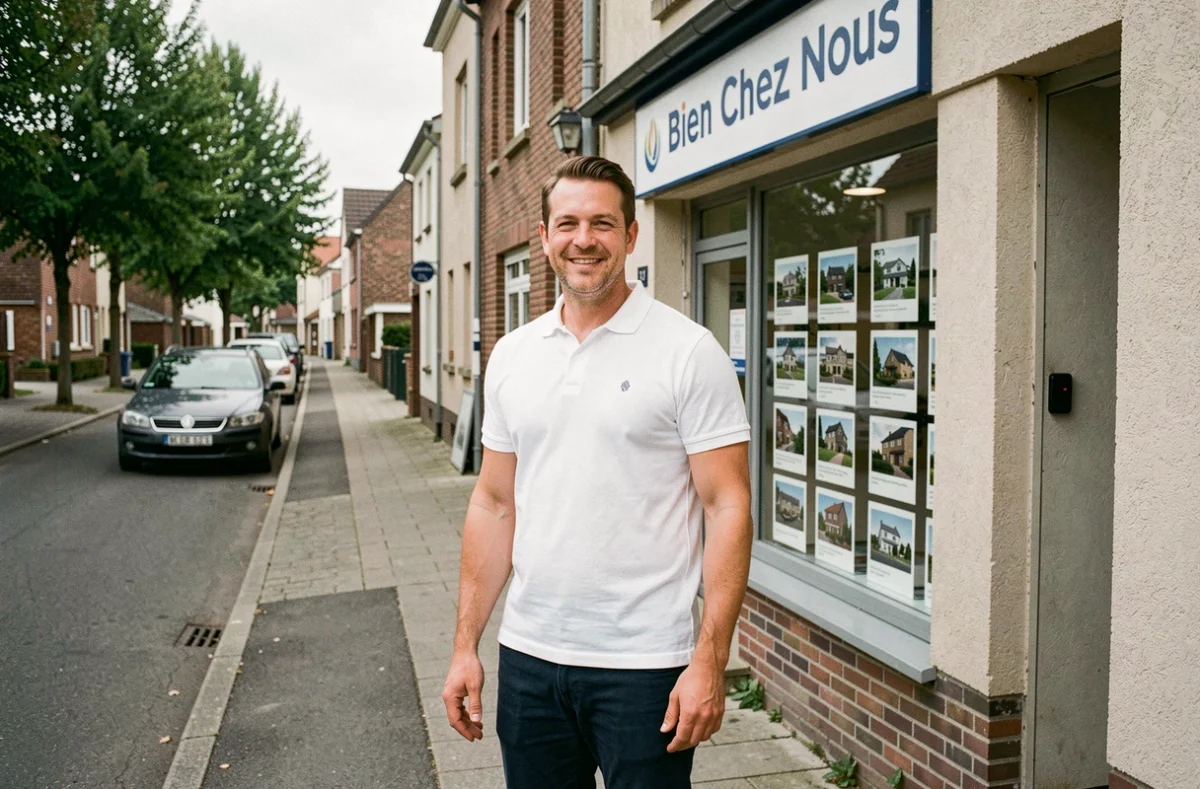 Agent immobilier BCN Bien Chez Nous devant son agence locale dans le Val-d'Oise