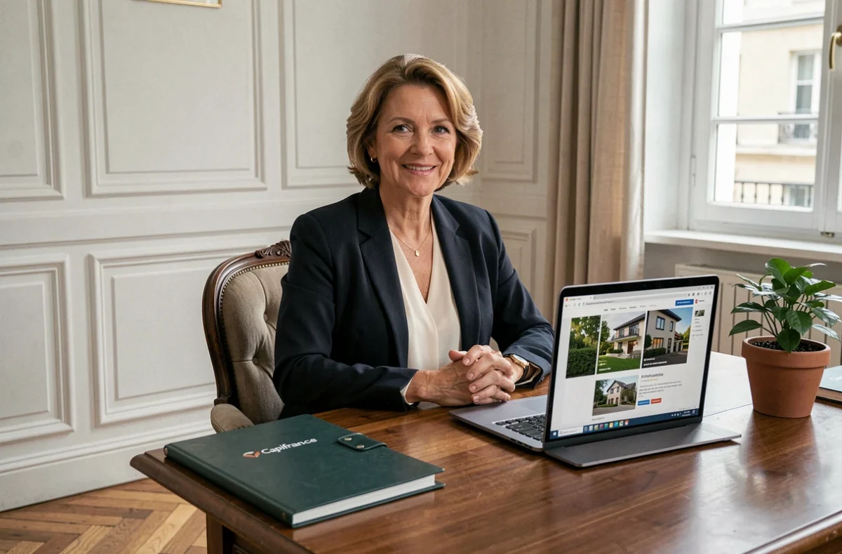 Chrystelle Lesobre, agent mandataire Capifrance, dans son bureau à domicile dans le Val-d'Oise