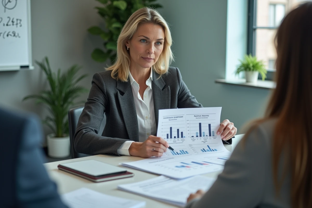 Conseillère financière présentant une stratégie d'investissement immobilier et de réduction fiscale en réunion