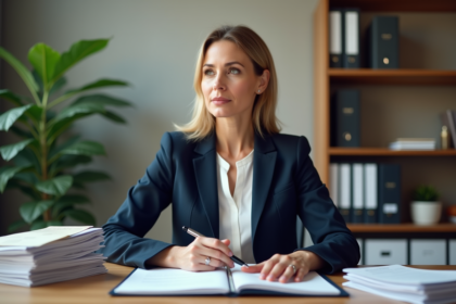 Femme professionnelle en réunion de prêt immobilier