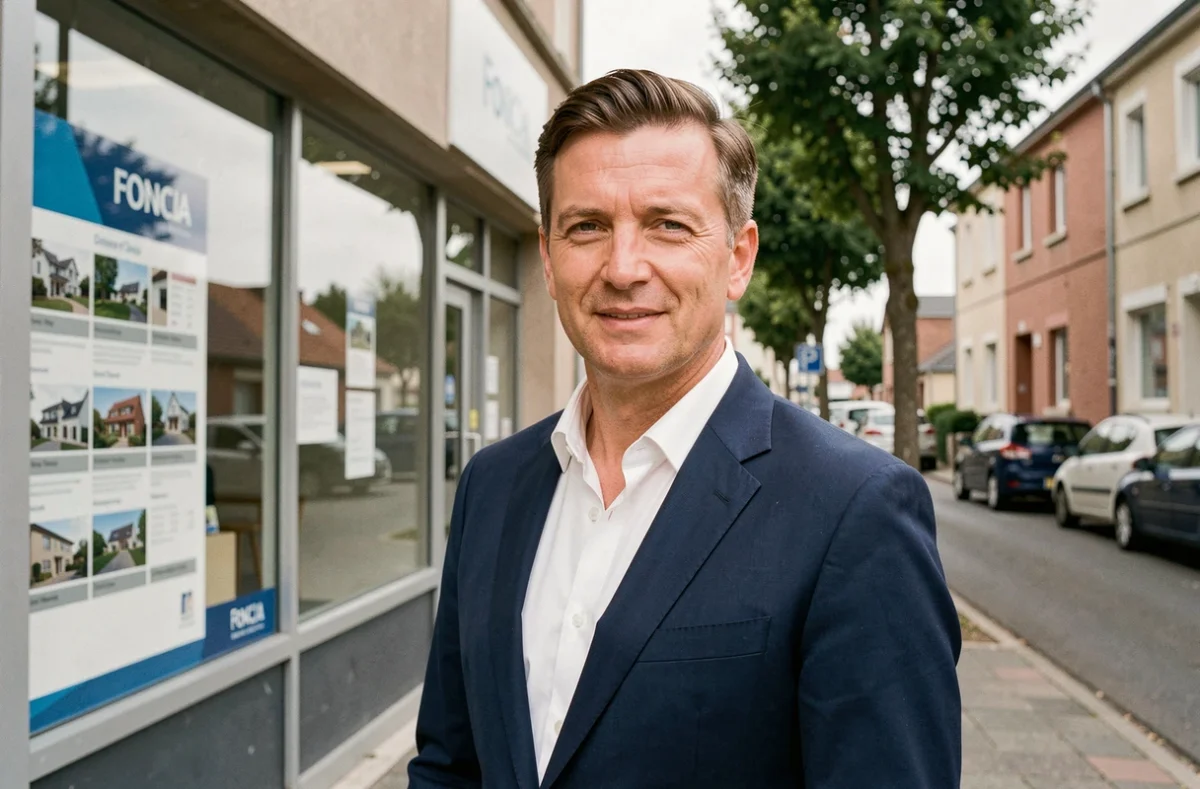 Agent Foncia Transaction Gonesse devant l'agence immobilière dans le Val-d'Oise