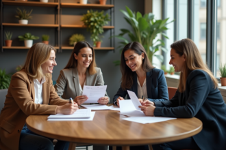 Groupe de personnes diverses en réunion de travail