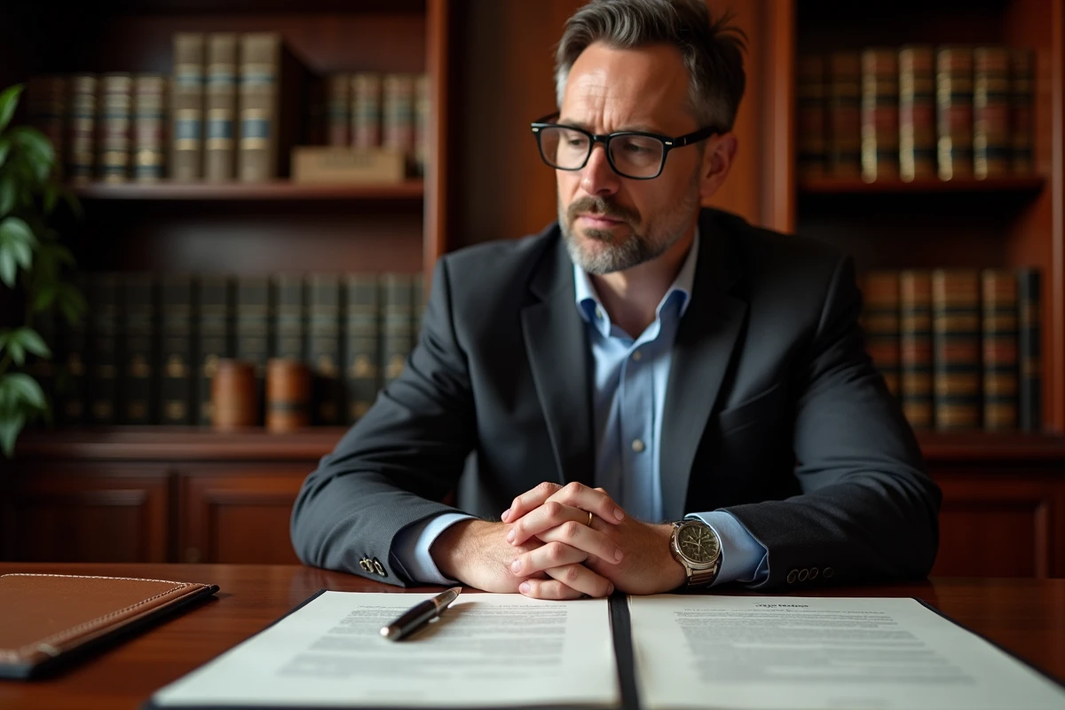 Notaire présentant les garanties légales d'un achat immobilier neuf lors de la signature du contrat