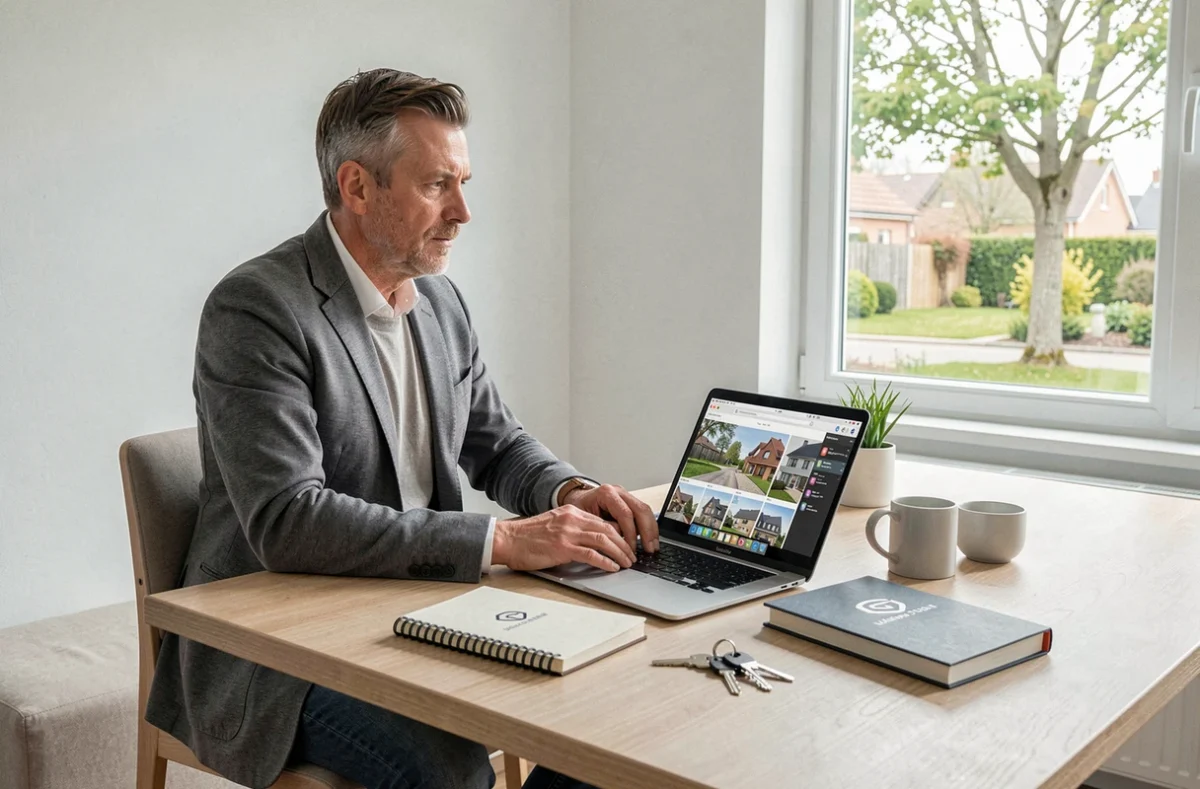 Agent mandataire Optimhome Exius Luc travaillant depuis son bureau à domicile dans le Val-d'Oise